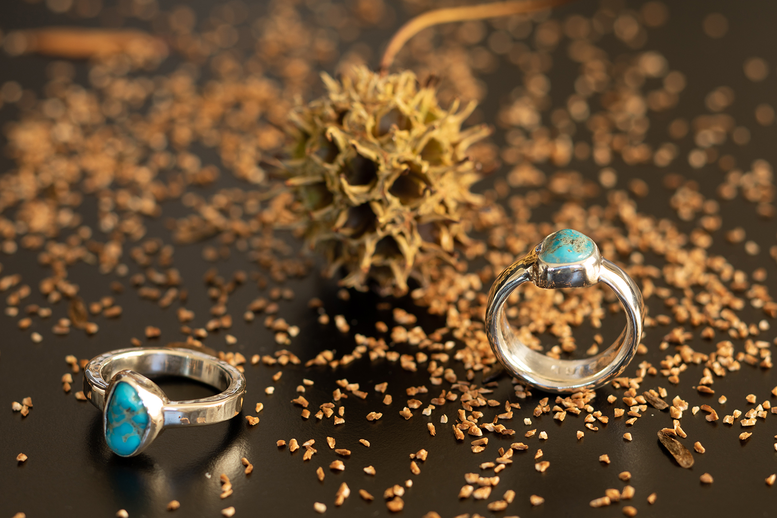 No. 50 and 66 on dark tabletop with seeds.